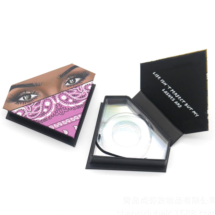 Heart Shaped Custom Private Label Glitter Paper Eyelash Packaging Box Magnetic Closure with Clear Window