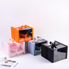 Square Transparent PVC Crystal Love Flower Box Surprise Box Heart Hollowed Out Double Layer Flower Packing Box with Drawer
