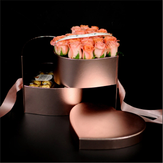 New Valentine's Day Paper Double Layer Revolving Heart Shaped Flower Cosmetic Jewelry Gift Packaging Box