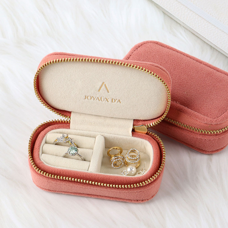 Personalized Small Shipping Boxes Jewelry with Printing Service Innovative Minimalist Metal Zipper Travel Jewelry Box