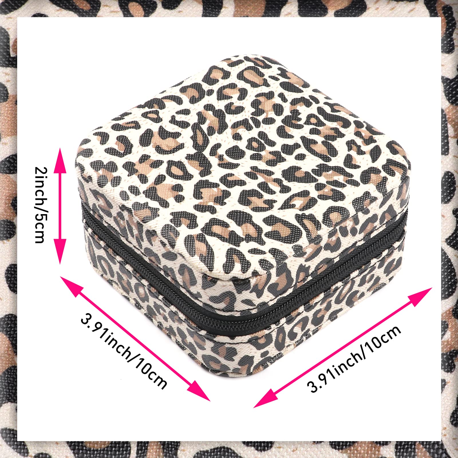 New Design Portable Small Leopard Print Travel Jewelry Organizer Packaging Box for Ring Earring Necklace Bracelet Wholesale