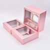 Custom Logo Clear Window Pink Paper Empty Press on Fake Nail Package Box And Luxury Lash Packaging Box with Nail Tray