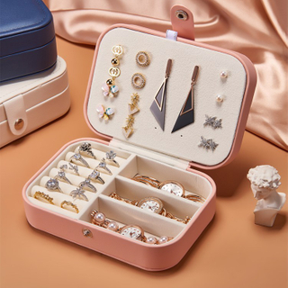 Large PU Leather Jewelry Organizer Storage Case with Two Layers Display for Earrings Bracelets Rings Watches Packaging Box