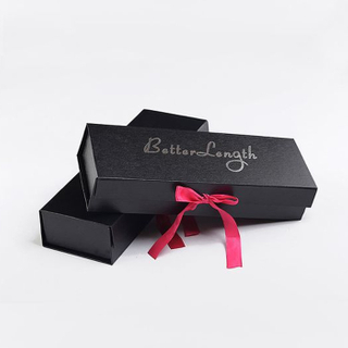 Custom Hair Bundles Cloth Packaging Box with Satin Human Weave Hair Gift Storage Box with Ribbon Closure for Dress Clothing Wig