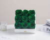 Custom Square Paper Infinity Eternal Forever Preserved Green Rose Flowers Gift Packaging Box With Clear Lid