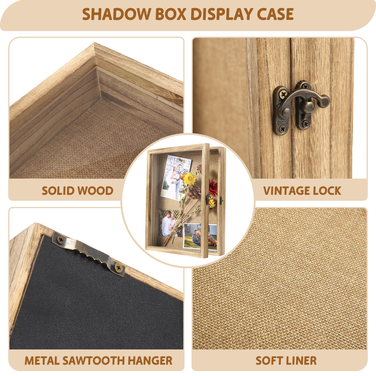Wooden Shadow Box 3D Photo Frame Luxury Decorative Pin Box Home Decor Accessories Wholesale