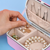 Wholesale Jewelry Storage Box Pu Leather Simple Portable Ring Earrings Necklace Jewelry Box with Mirror 