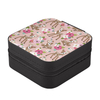 Portable Travel Pink Floral Cute Fawn Jewelry Organizer Storage Boxes PU Leather Small Jewelry Case for Ring Earring Necklace