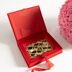 Custom Design Velvet Wedding Invitation Box Luxury Scroll Hardcover Invitation Cards With Custom Monogram Packaging Box