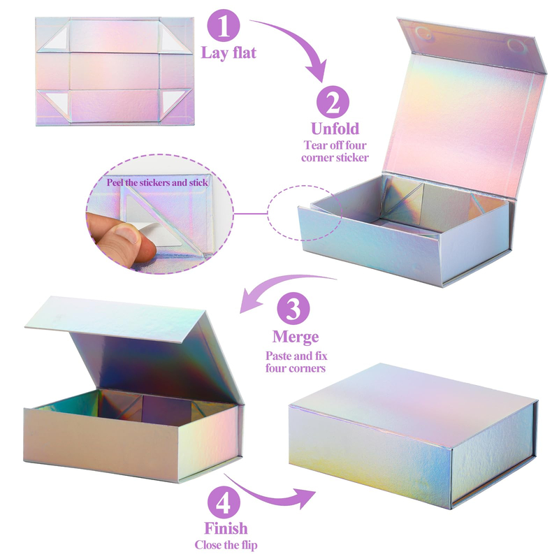 6.7x5.5x2.2 Inch Small Luxury Folding Jewelry Christmas Collapsible Paper Packaging Gift Box With Magnetic Closure Lid