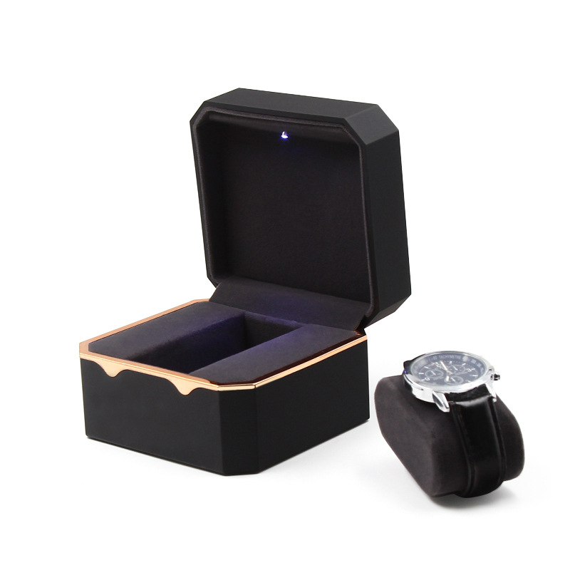 Custom Logo Mens Women Luxury Brand Single Watch Gift Display Boxes Cases Packaging With Led Light