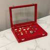 Custom Logo Transparent Window Velvet Ring Earring Necklace Medal Display Storage Jewelry Box