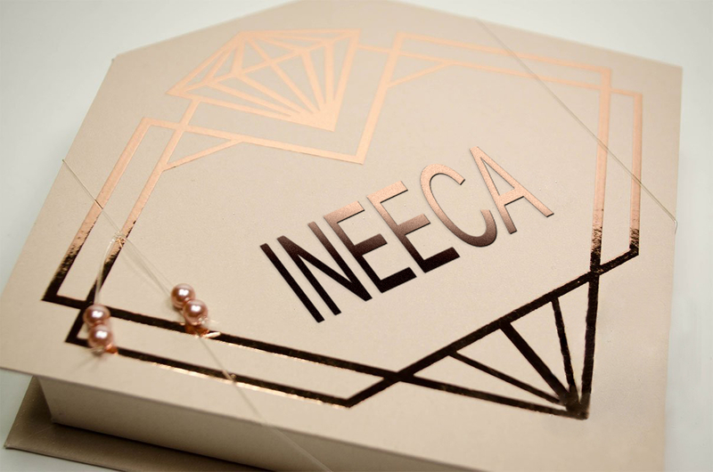 Convite Formato Diamante Luxury Custom Wedding Invitation Luxury Paper Box Pearls Rose Gold Hot Stamping Cardboard Handmade Box 