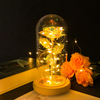 Custom Valentines Day Gift Eternal Gold Foil Rose Flower Led Light Preserved Galaxy Rose in Glass Dome for Women Girls