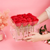 Luxury Transparent Square Wedding Rose Box Packaging Acrylic Valentines Day Gift For Flowers Display Box Holder Wholesale