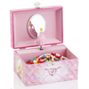Girl's Musical Jewelry Storage Box With Spinning Unicorn Glitter Rainbow And Stars Design Jewelry Box