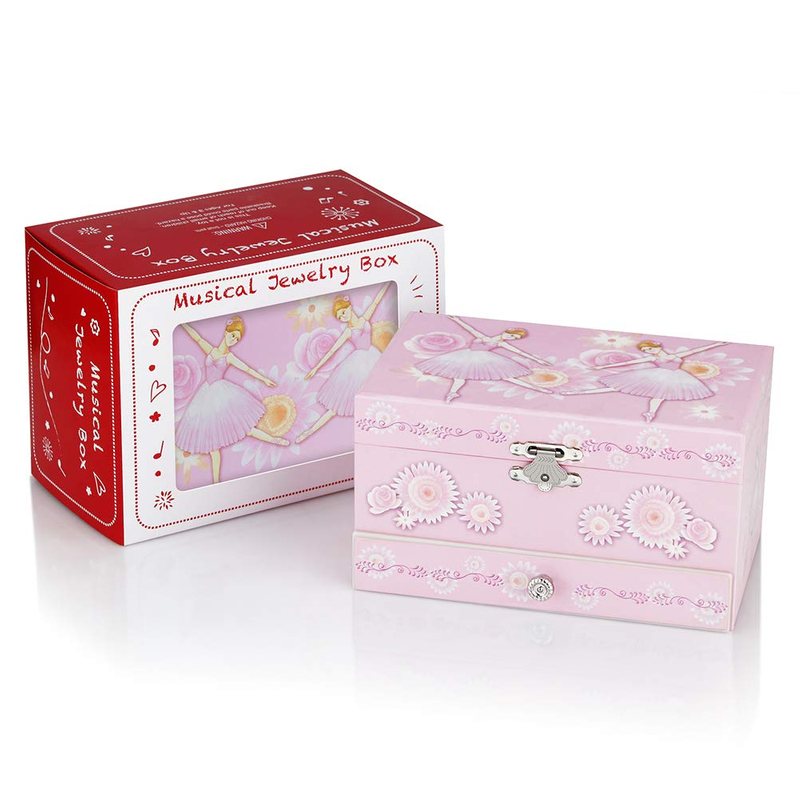 New Pink Beauty Custom Wood 6 Inch Ballerina Music Box Jewellery Storage Ballet Music Box Girls Holiday Party Gift