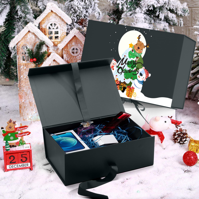 Custom Printing Logo Rigid Cardboard Magnetic Foldable Folding Packaging Boxes Luxury Magnetic Christmas Gift Box