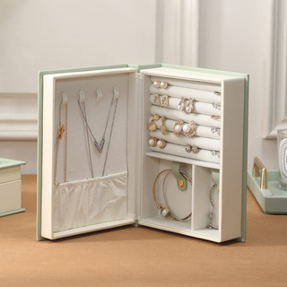 PU Leather Diary Jewelry Box Stand Magnetic Design Magic Book Jewelry Box for Earrings Bracelet Necklace Rings Storage Organizer