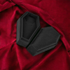 New Arrival Coffin Shaped Velvet Ring Box Custom Logo Black Ring Jewelry Storage Packaging Boxes