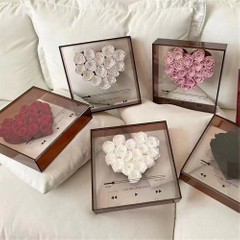 Wholesale Heart Shape Real Touch Forever Rose Acrylic CD Flower Box Christmas Birthday Gift For Girls