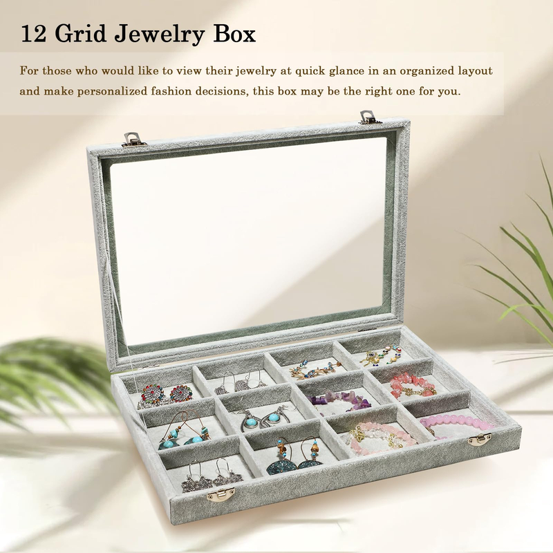 Jewelry Tray Organizer Show Ring Holder Showcase Ring Display Organizer Box With Transparent Lid