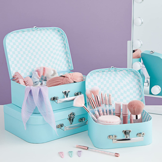 Custom Cardboard Paper Suitcase Gift Box Cardboard Baby Doll Suitcase Packaging Gift Box with Handle Metal Lock