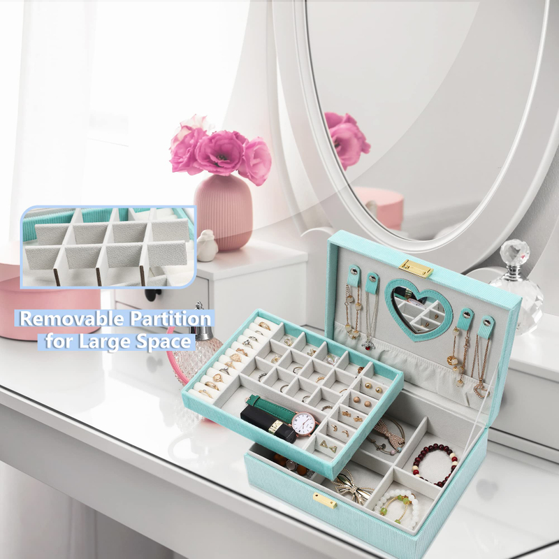 Luxury Multifunctional Multi-layer Leather Jewellery Box Storage Mirror Velvet Jewelry Organizer Box with Metal Lock