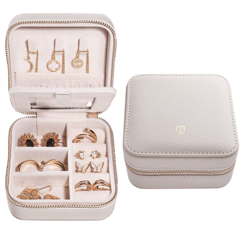 Custom Earring Ring Leather Jewelry Box Organizer Case Travel Storage Jewelry Leather Box