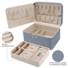 Luxury 2-layer Pu Leather Portable Travel Jewelry Storage Box Removable Partition Gift Packaging Box With Mirror 