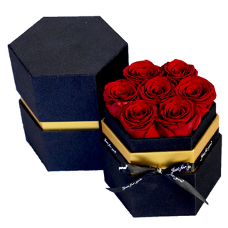 Custom Cardboard Hexagon Christmas Flower Arrangement Packaging Box Florist Rose Diamond Hug Bucket Decorative Gift Box
