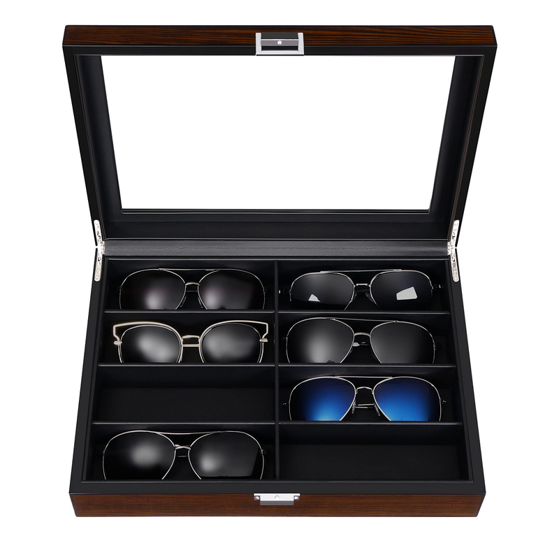 8 Grids Slots Wooden Eyeglasses Storage Box Sunglasses Glasses Display Case Jewelry Organizer Container Eyeglass Case
