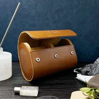 High Quality Luxury Leather Couple Travel Watch Jewelry Bracelet Gift Box Case Packaging 2 Roll