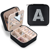 Christmas Gifts for Women Girls - Small Travel Jewelry Case Organizer Initial Jewelry Box Personalized