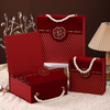 Luxury Velvet Mounted Gift Box Packaging Custom Logo Hot Stamped Magnetic Folding Paper Gift Boxes With Pearl Beads Handle