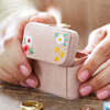 Embroidery Flowers Ring Storage Case Square Velvet Small Jewelry Box Ring Box Custom Mini Travel Organizer Jewelry Box