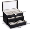 Pu Leather Watch Sunglasses Jewellery Storage Box Watch Jewellery Glasses Dustproof Display Case with Drawer