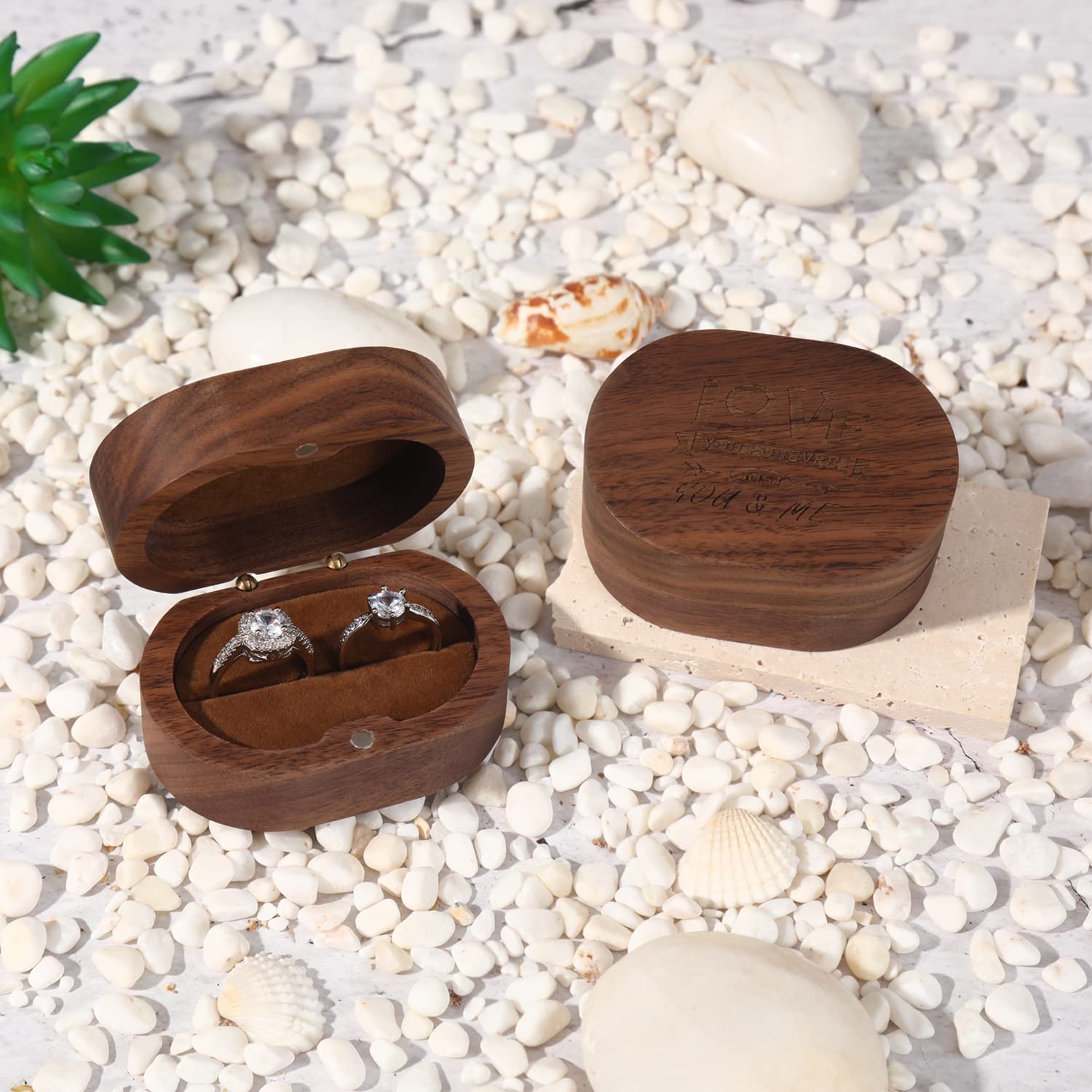 Custom Logo Printed Wooden Necklace Ring Earring Jewellery Storage Packaging Case Wedding Ring Jewelry Box