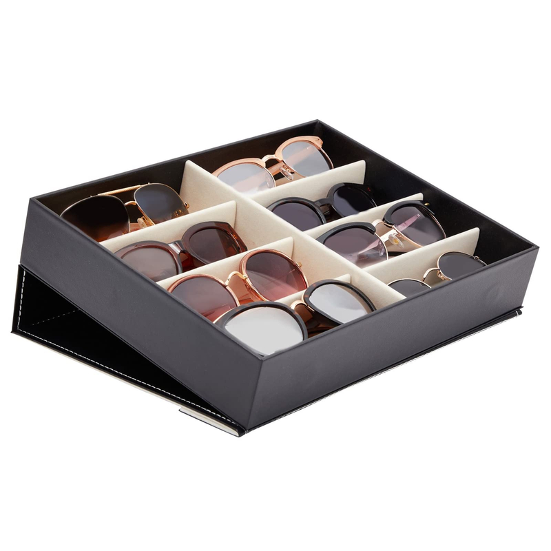 8 Slot Sunglasses Eyeglasses Organizer Storage Holder Case for Home Multiple Glasses Display Box