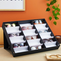 18 Sunglasses Glasses Retail Shop Display Stand Storage Box Tray Case Stand Hot Sale Case Tray Black Sunglasses Wear Display