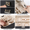 Large Capacity 2 Layers PU Leather Jewelry Organizer Box With Lock And Mirror Removable Dividers Carrying Handle