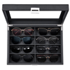 Black PU Leather 8 Piece Sunglasses Display Case Organizer Wooden Eyeglasses Sun Glasses Storage Box