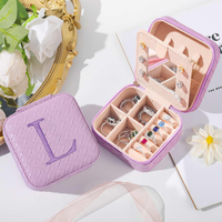 Custom Logo Pu Leather Suede Portable Travel Jewelry Case Business Favors Pink Colors Velvet Jelewery Organizer Packaging Boxes
