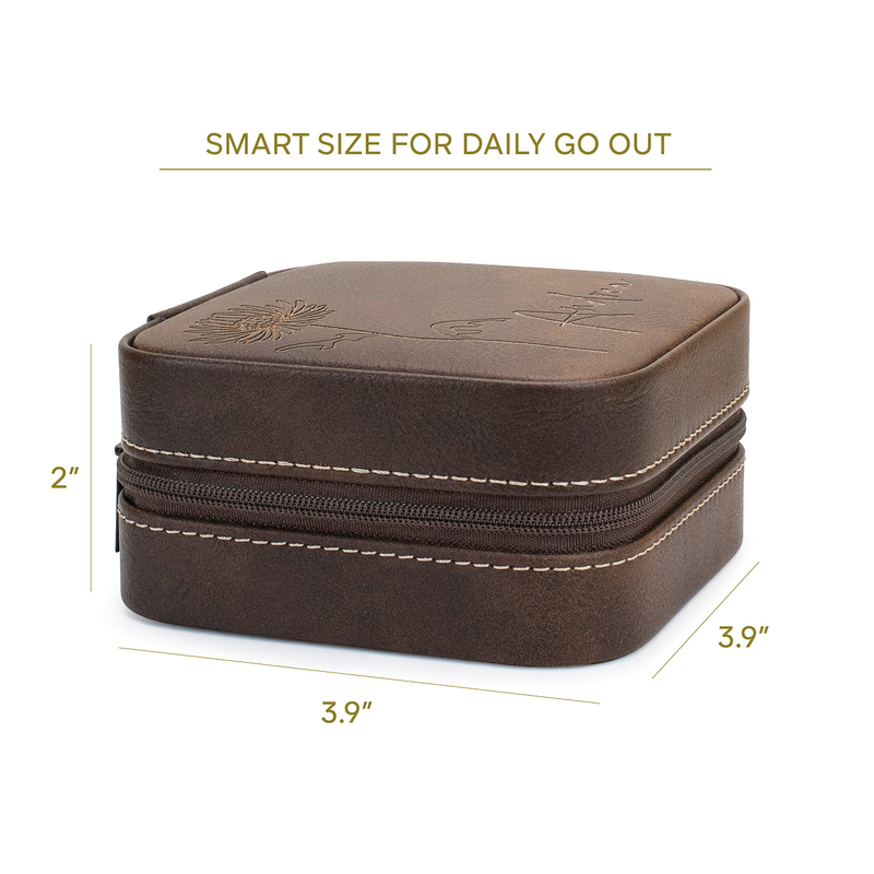 Custom Zipper Organizer Case Velvet Storage Box Waterproof Faux Leather Engraved Logo Luxury Jewelry Packaging Box With Logo