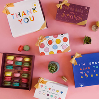 12 Pcs Macaron Pastry Colorful Birthday Gift Box Custom Printing Logo Food Ramadan Dessert Chocolate Packaging Box with Ribbon