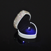 Diamond LED Light Jewellery Box Luxury Creative Diamond Encrusted Heart Shaped Ring Box Wedding Ring Storage Box