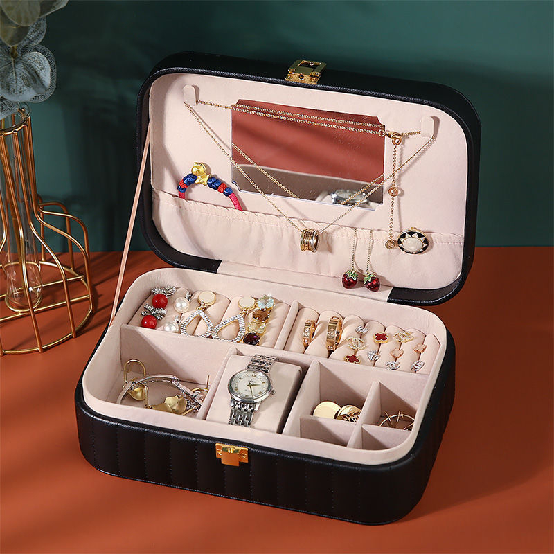 Mini Travel Jewelry Organizer Box Portable PU Leather Girl Storage Case Earring Ring Necklace Jewelry Organizer Case