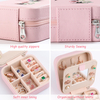 Customized 26 Letters Printed PU Leather Portable Travel Jewelry Organizer Boxes Mirror Ring Earrings Necklace Jewelry Storage Boxes