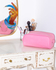 Double Zipper Skincare Travel Pouch Cosmetic Bag Organizers Boxes Vegan Leather Pink Luxury Waterproof Makeup Wash Bag