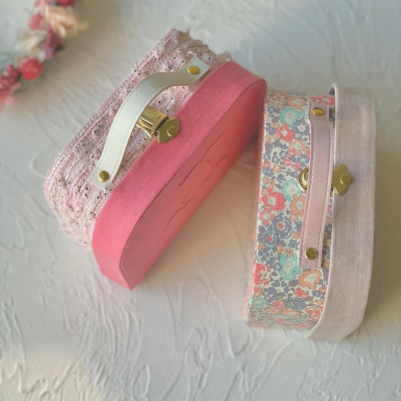cherry mini suitcase makeup packaging box cardboard box suitcase with handle customized christmas baby toy gift boxes storage